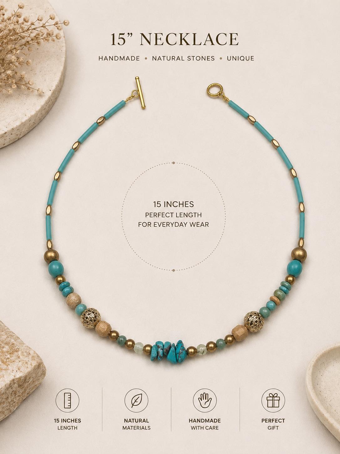 Turquoise Trail Vintage Bead Necklace