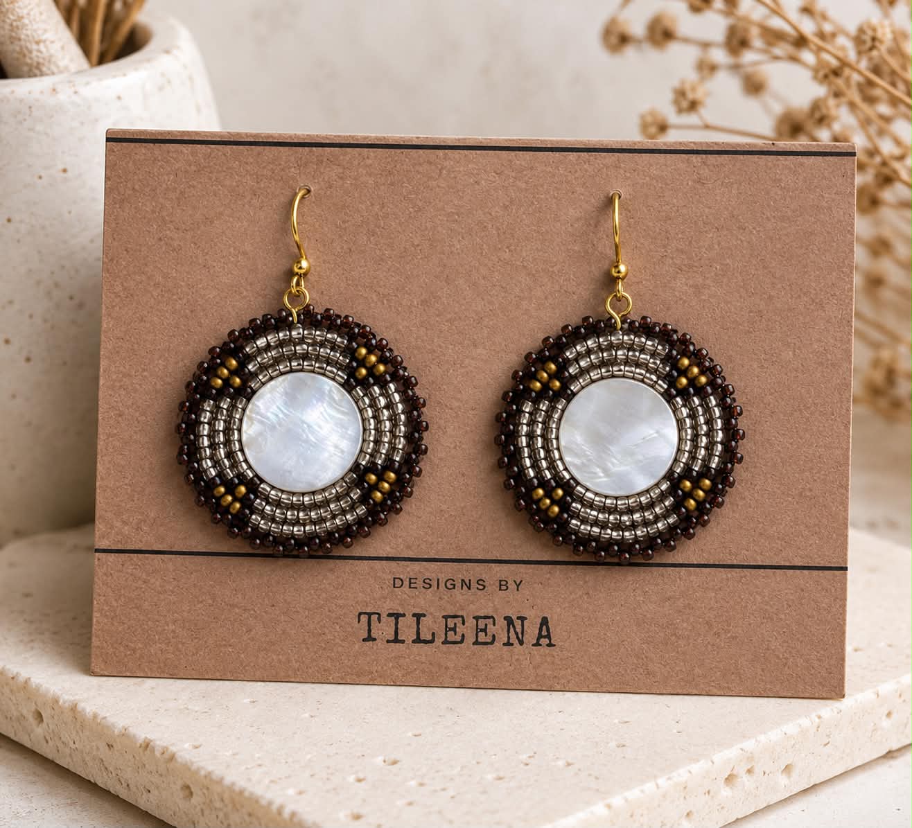 Brown & Gold Shimmer Earrings